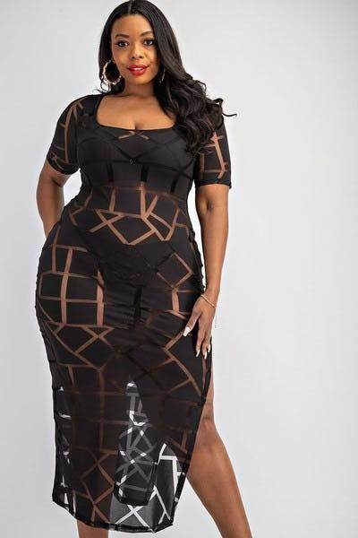 Its Pressure High Slit Midi Dress - Messy Glam 