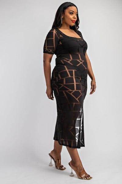 Its Pressure High Slit Midi Dress - Messy Glam 
