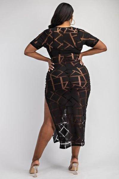 Its Pressure High Slit Midi Dress - Messy Glam 