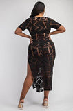 Its Pressure High Slit Midi Dress - Messy Glam 