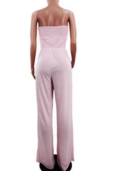 Powder Pink Jumpsuit - Messy Glam 